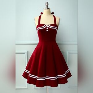 Zapaka Red 50's Style Rockabilly Pinup Dress Size XL